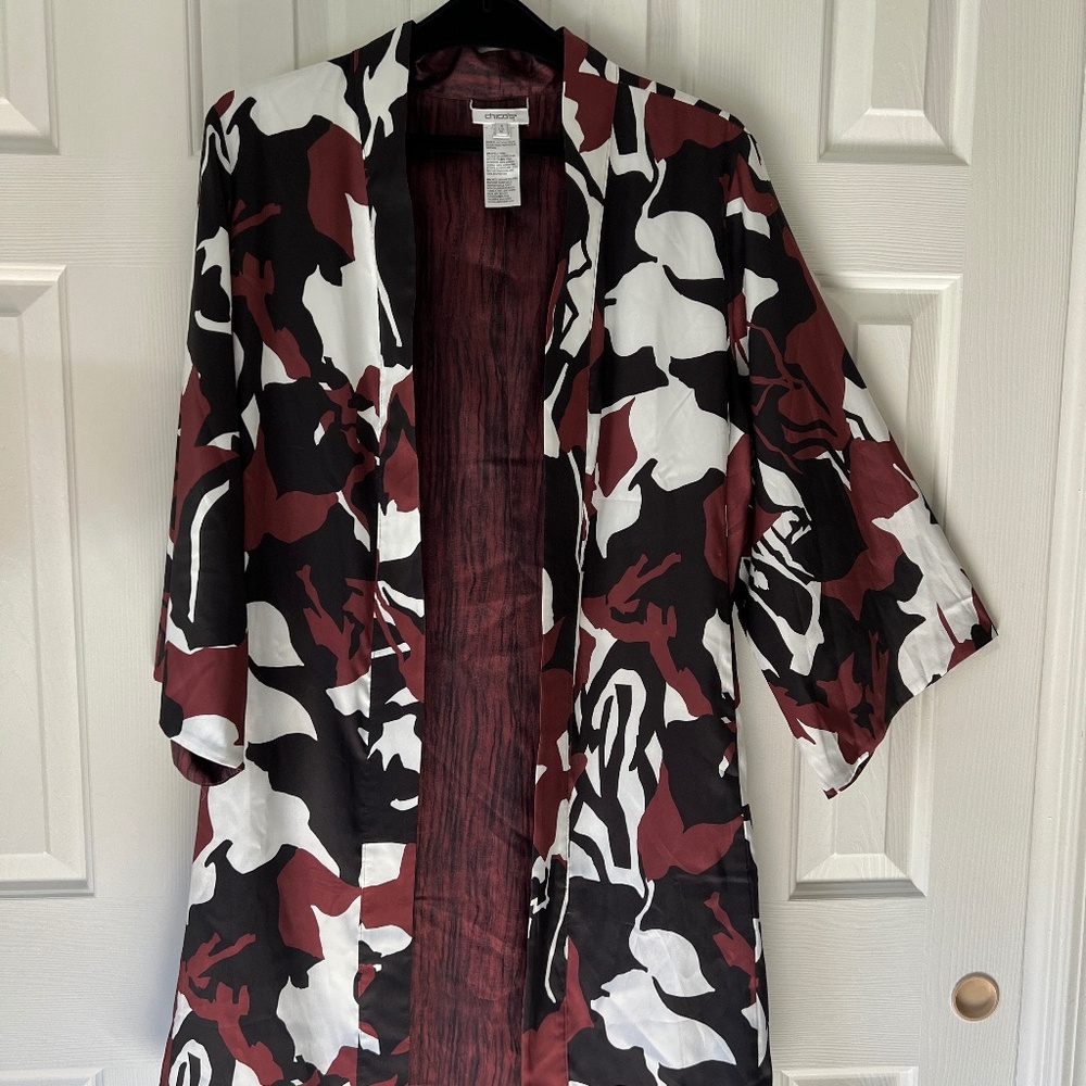 Chicos Reversible Geometric Kimono Topper Brown Women’s Size 3 (XL)